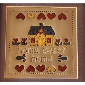 PICTURE-TIN PUNCHED-Framed-"Home Sweet Home"-Signed-Limited Edition-11.5"x11.5"